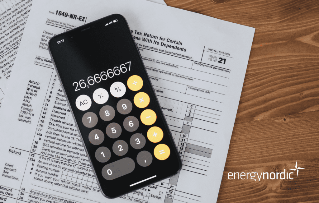 Phone with caculator above bills